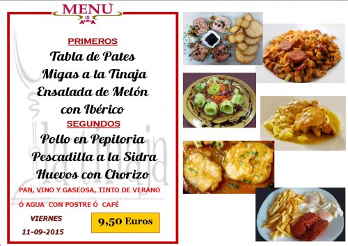 Menu del  11 del 9