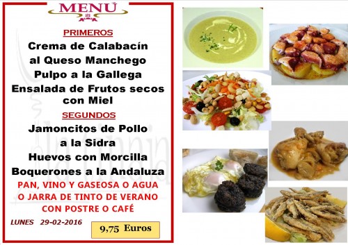 Menu del  29 del 2