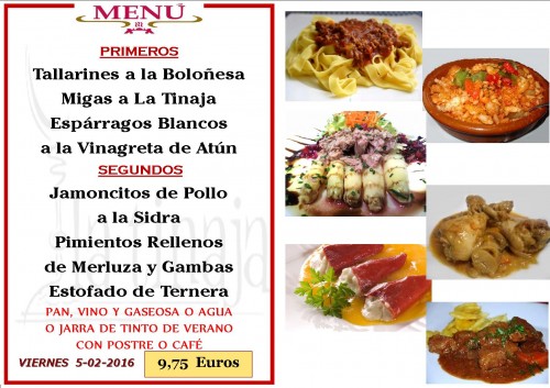 Menu del  5 del 2