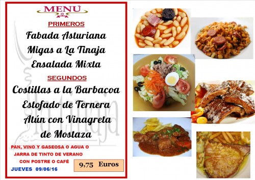 menu del  9  del  6